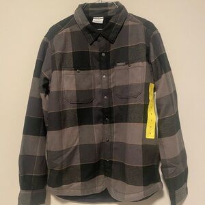 Columbia Men’s Windward II Shirt Jacket Black Gray Plaid Button Up